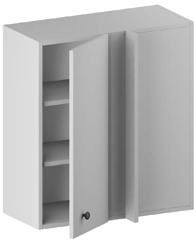 BLIND CORNER WALL CABINET. 1 door, 2 height adjustable - removable shelves