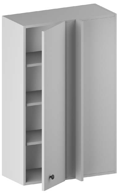 BLIND CORNER WALL CABINET. 1 door, 3 height adjustable / removable shelves