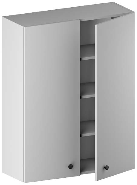 WALL CABINET. 2 doors, 3 height adjustable - removable shelves