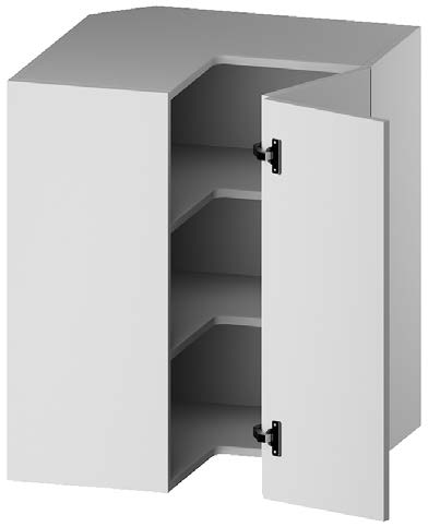 WALL CORNER CABINET. 1 bi-fold door, 2 height adjustable - removable shelves