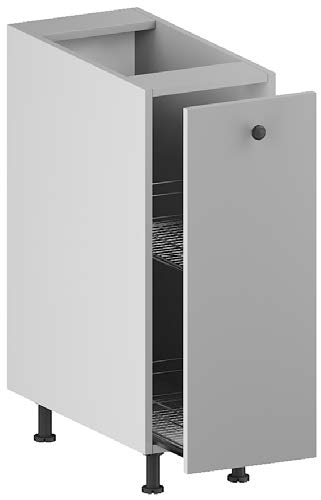 BASE CABINET. 1 pull-out front, 4 legs. Suitable for pull-out unit Chrome