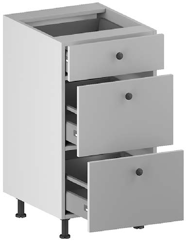VANITY BASE CABINET. 3 drawers (InnoTech Atira drawer system), 4 legs